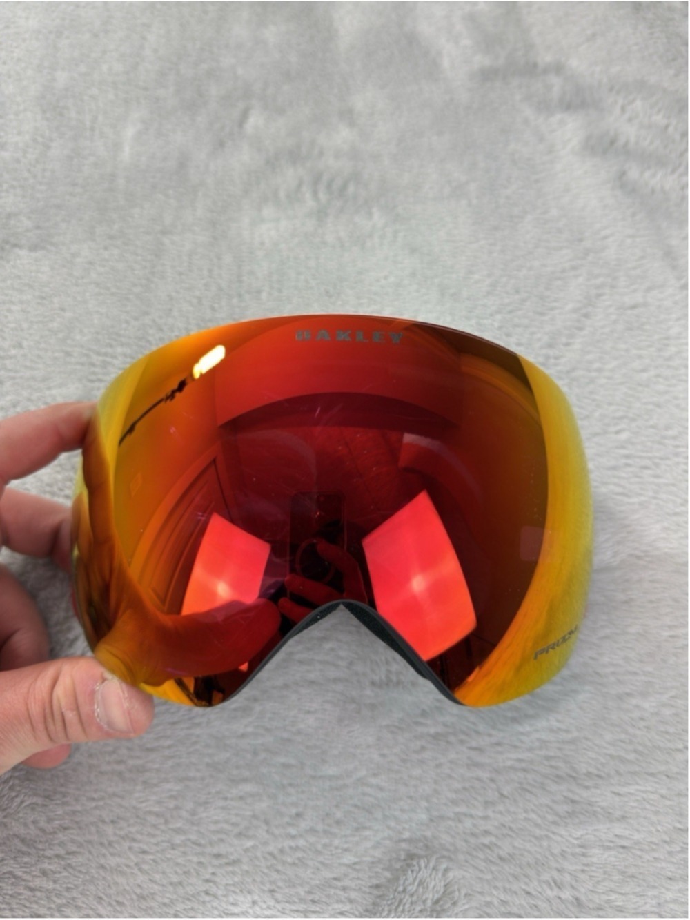 Oakley Flight Deck Prizm Iridium Snowboarding Goggles Red Orange - Picture 13 of 13